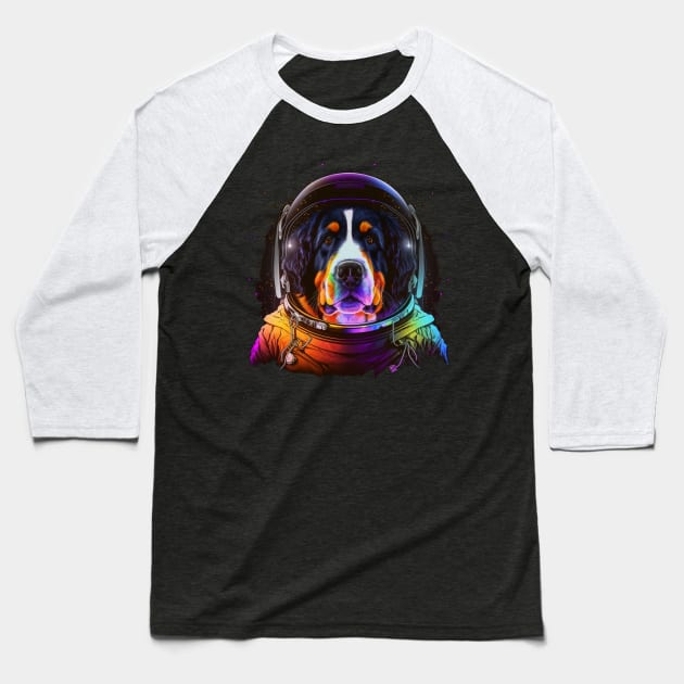 Bernese Mountain Dog Astronaut in Outer Space Funny Cosmic Explorer Baseball T-Shirt by Sports Stars ⭐⭐⭐⭐⭐